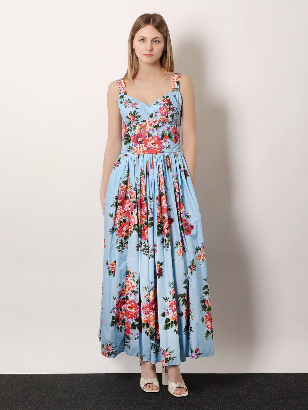Dolce & Gabbana Women Cotton Dress With Mazzo Di Fiori Print