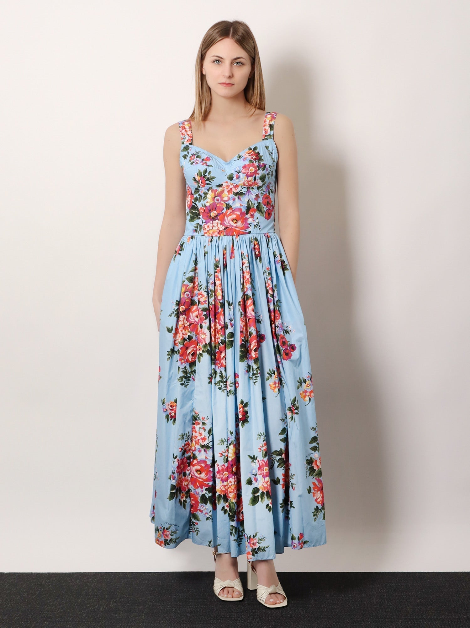 Dolce & Gabbana Women Cotton Dress With Mazzo Di Fiori Print