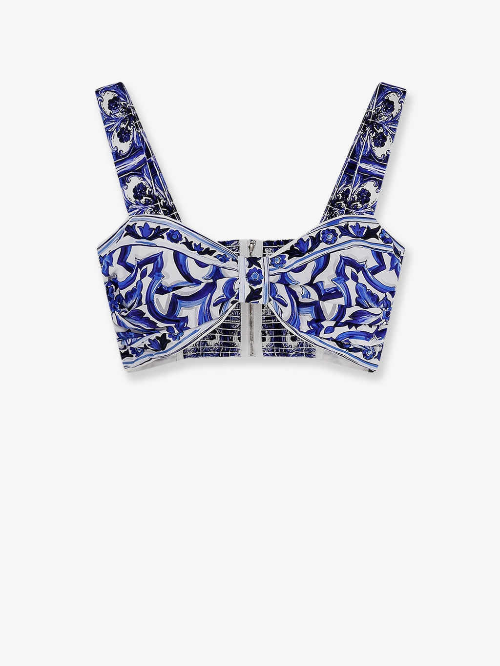 Dolce & Gabbana Women Cropped Cotton Top With Maiolica Print