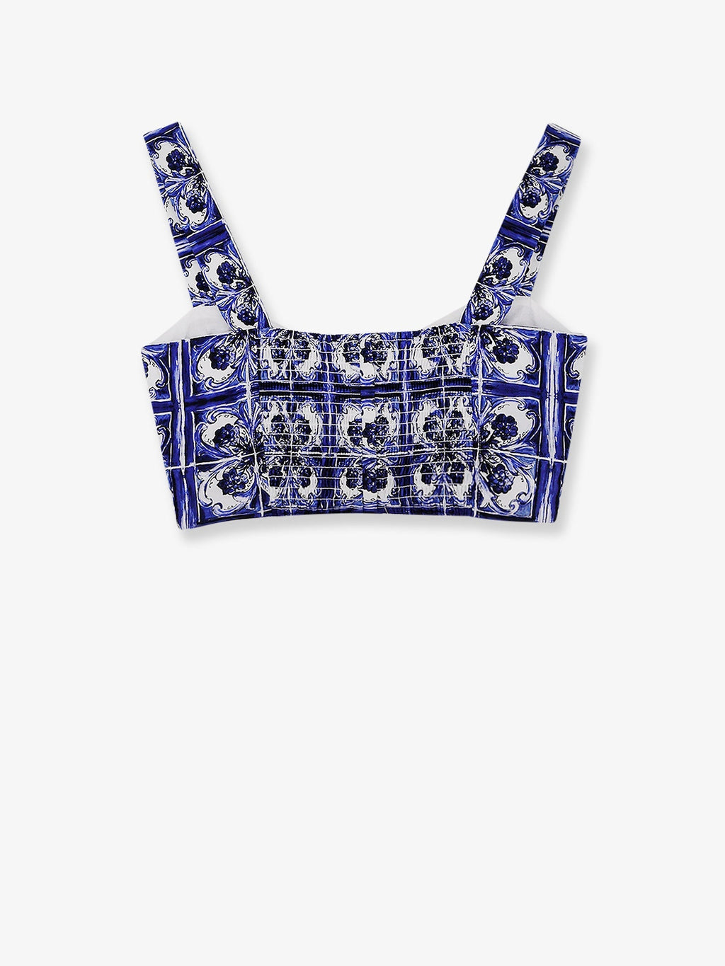 Dolce & Gabbana Women Cropped Cotton Top With Maiolica Print