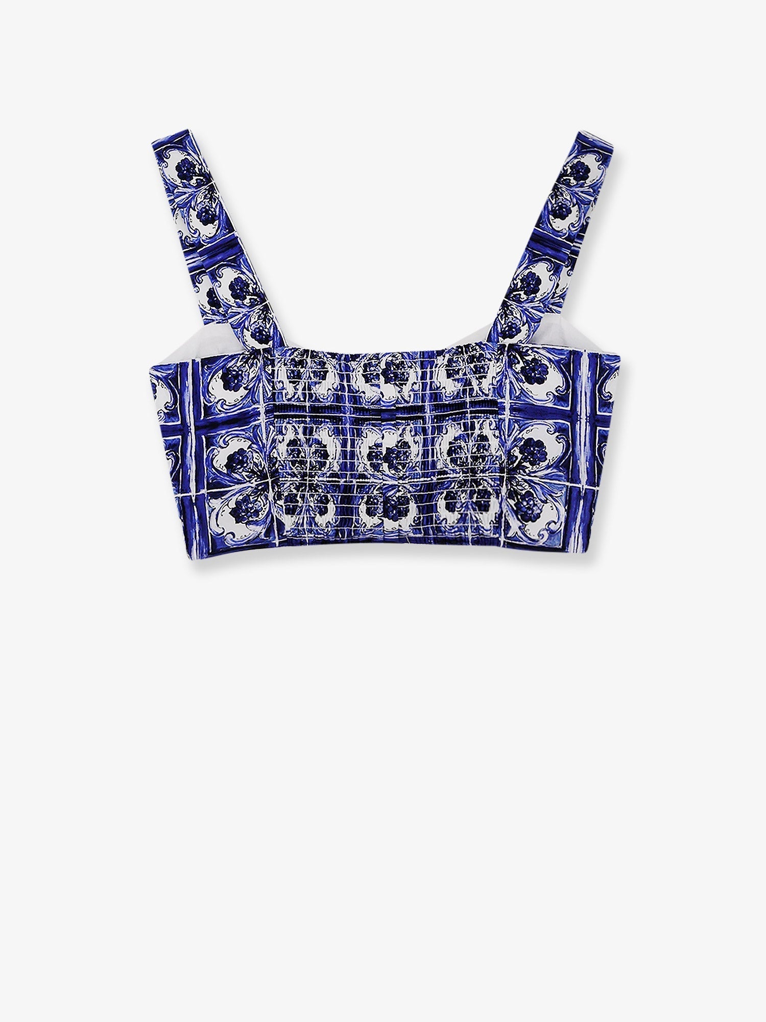 Dolce & Gabbana Women Cropped Cotton Top With Maiolica Print