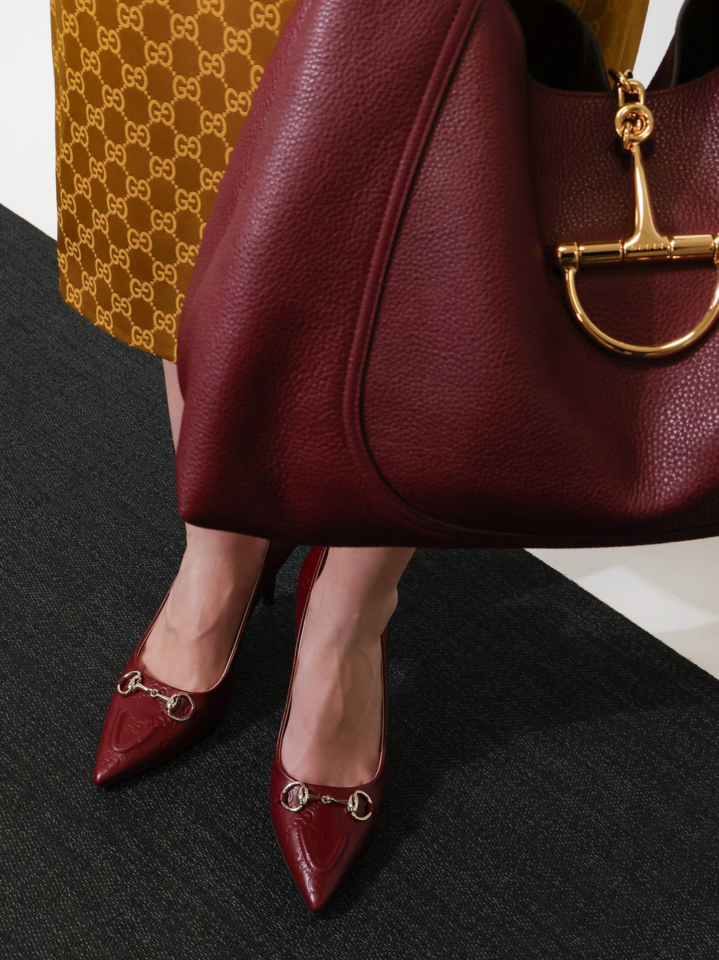 Gucci Women Gucci Rosso Ancora Gg Leather Decollete