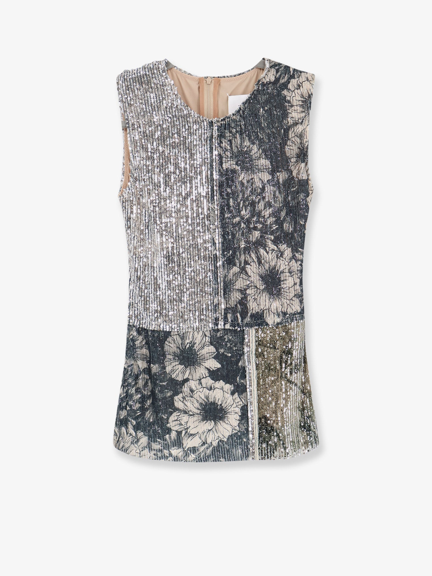 Maison Margiela Women Patchwork Top With Sequins Embroidery