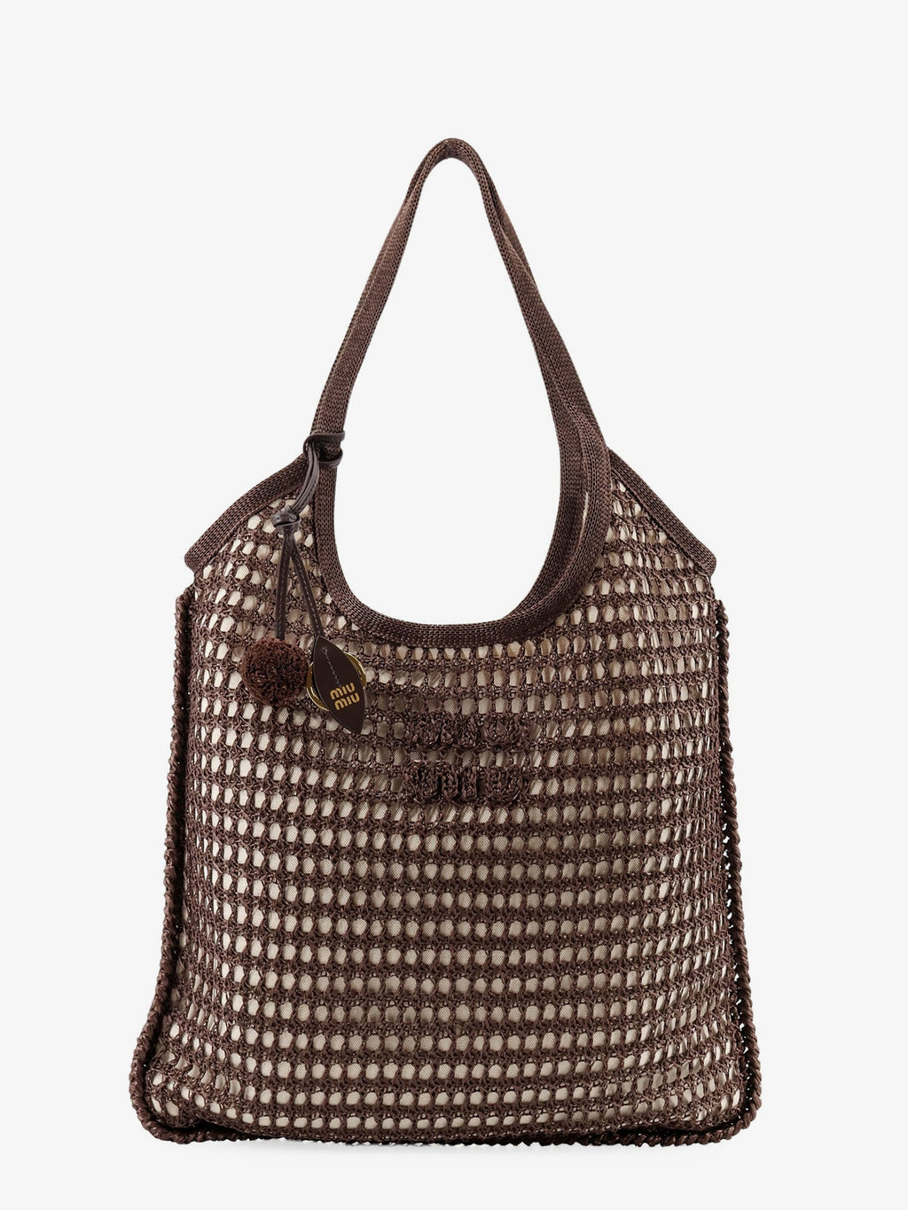 Miu Miu Women Crochet Mesh Shopping Bag With Tone-On-Tone Logo On The Front