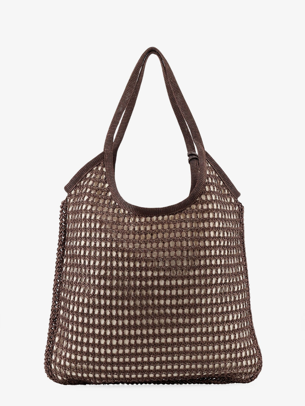 Miu Miu Women Crochet Mesh Shopping Bag With Tone-On-Tone Logo On The Front