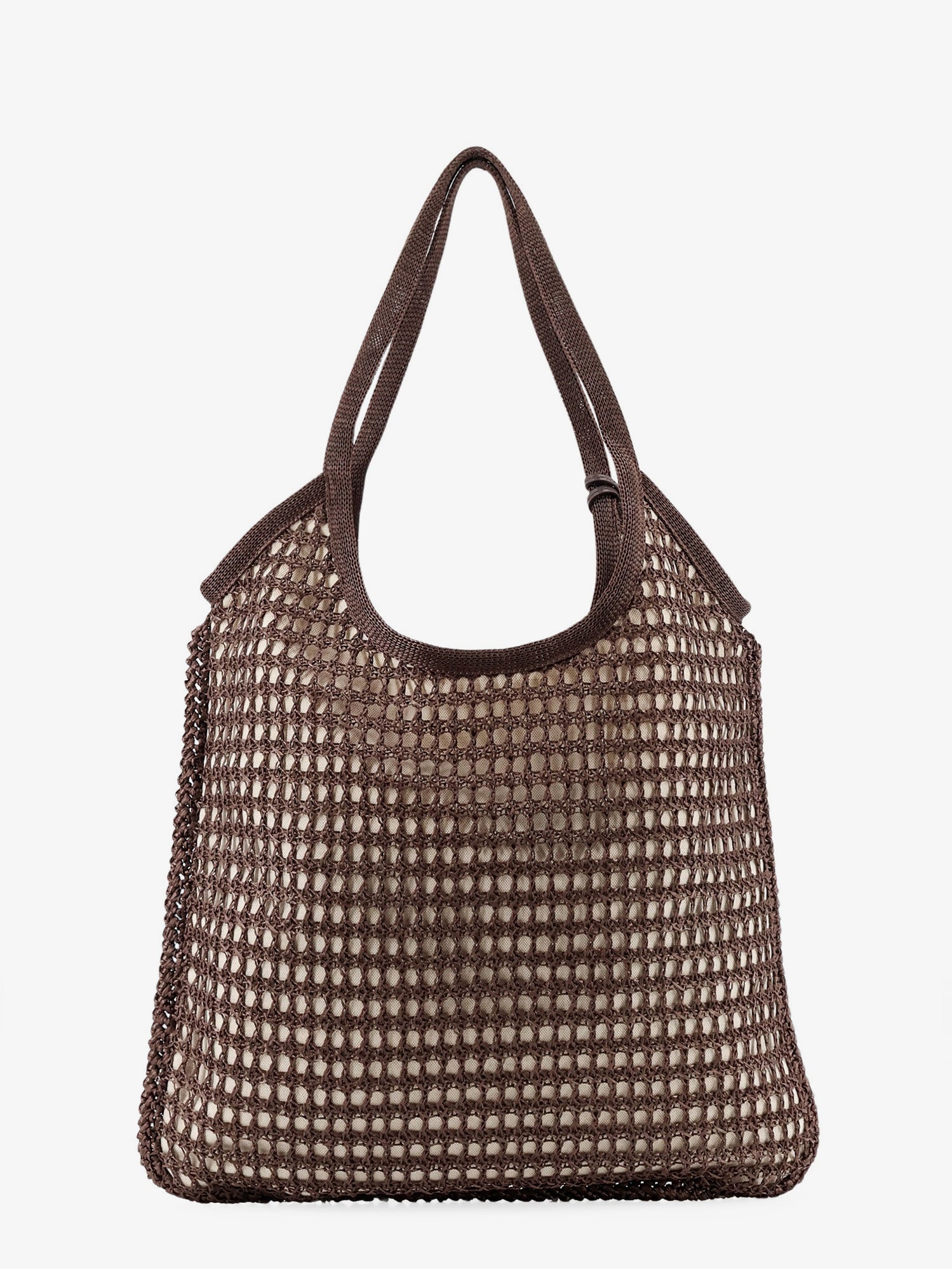 Miu Miu Women Crochet Mesh Shopping Bag With Tone-On-Tone Logo On The Front