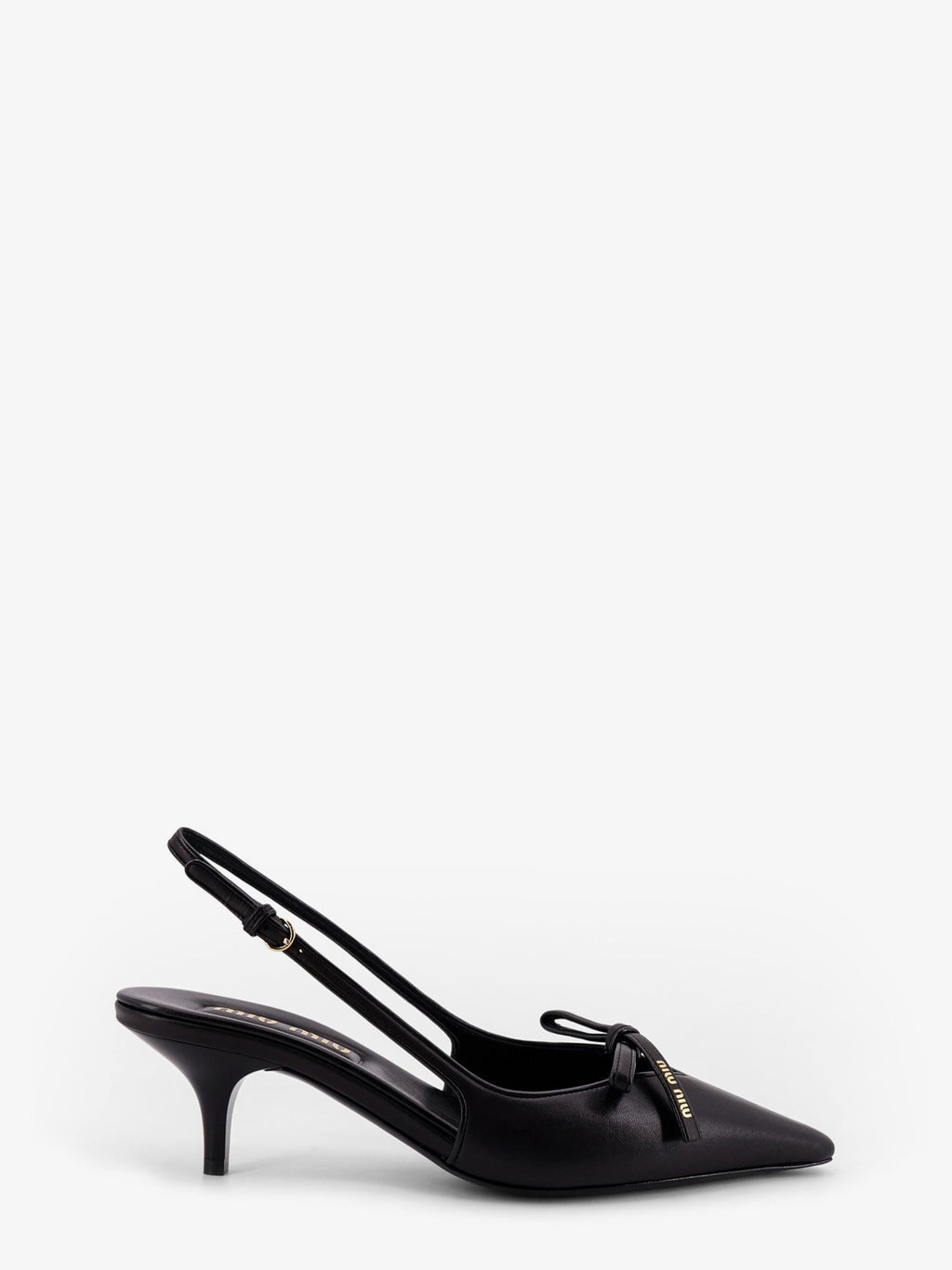 Miu Miu Women Leather Decollete With Logo Bow Detail