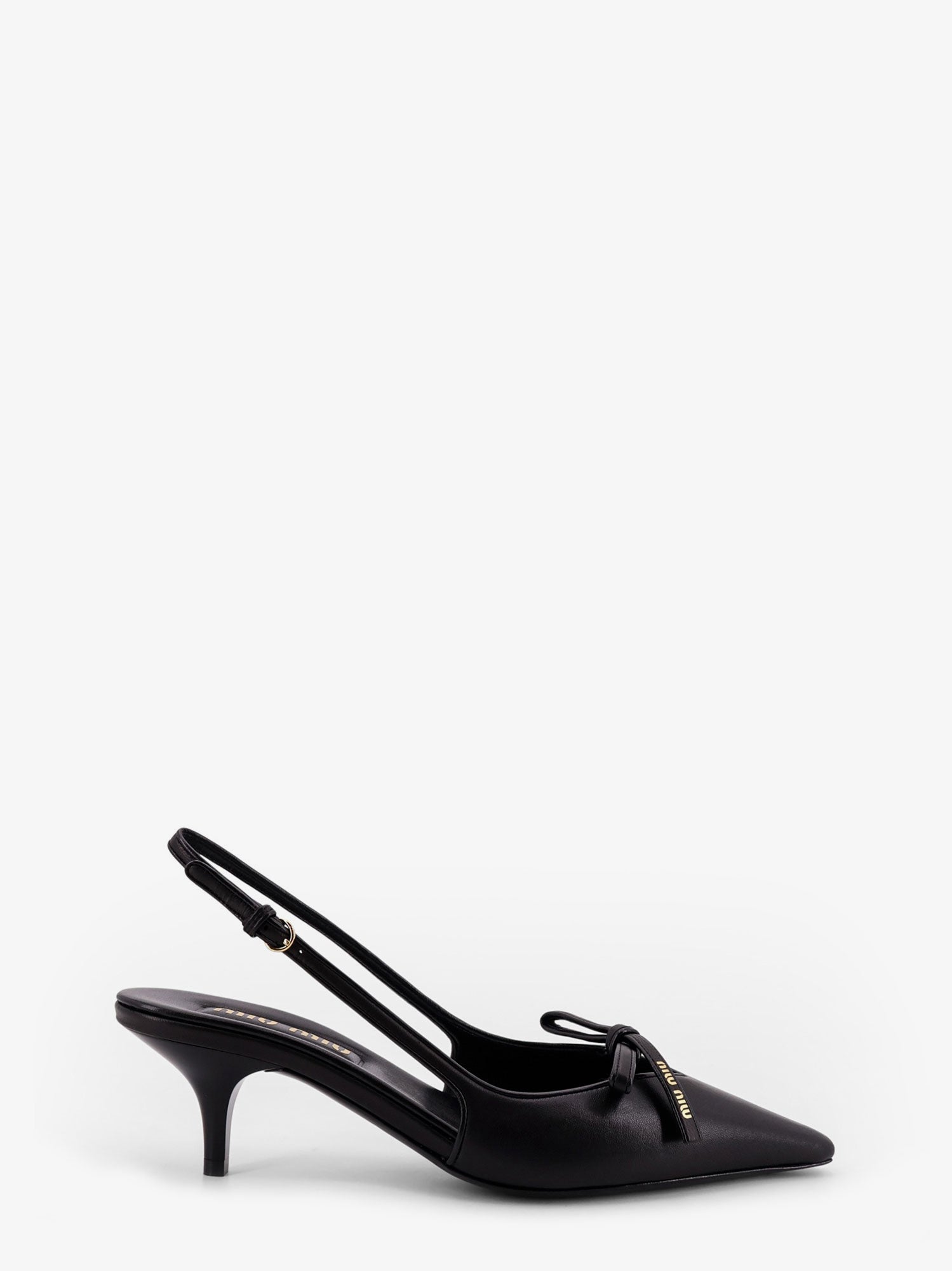 Miu Miu Women Leather Decollete With Logo Bow Detail
