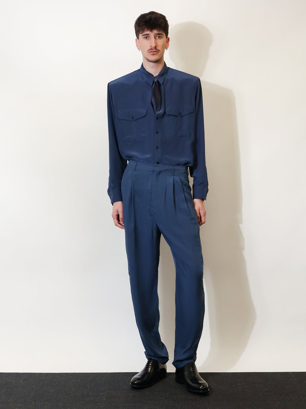 Saint Laurent Men Silk Trousers With Belt