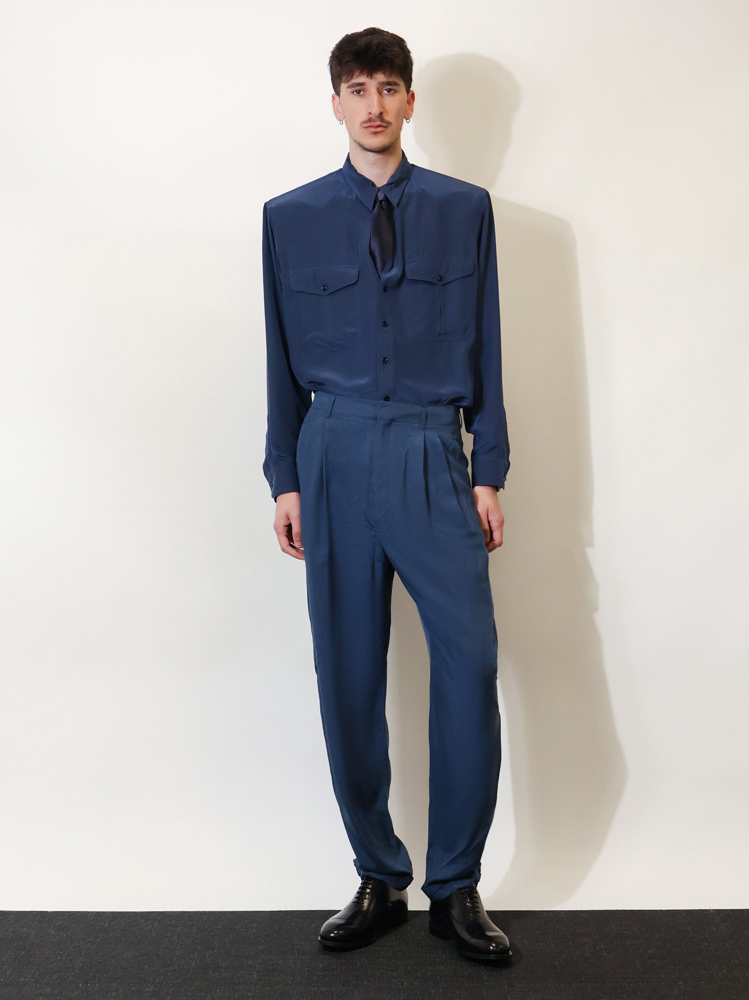 Saint Laurent Men Silk Trousers With Belt