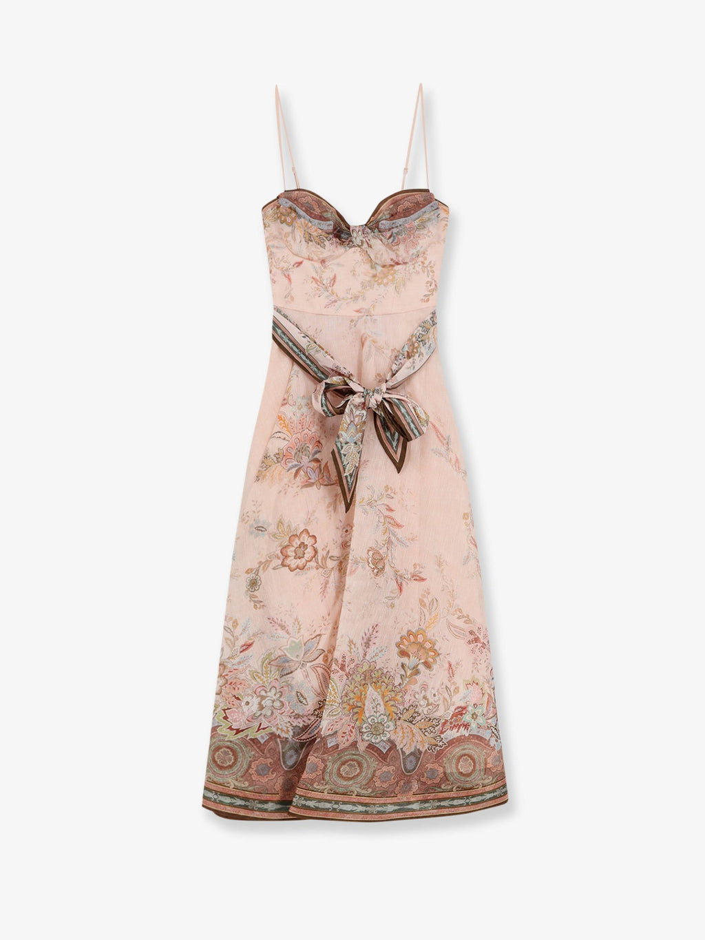 Zimmermann Women Alchemy Silk And Linen Blend Midi Dress With All-Over Floral Print