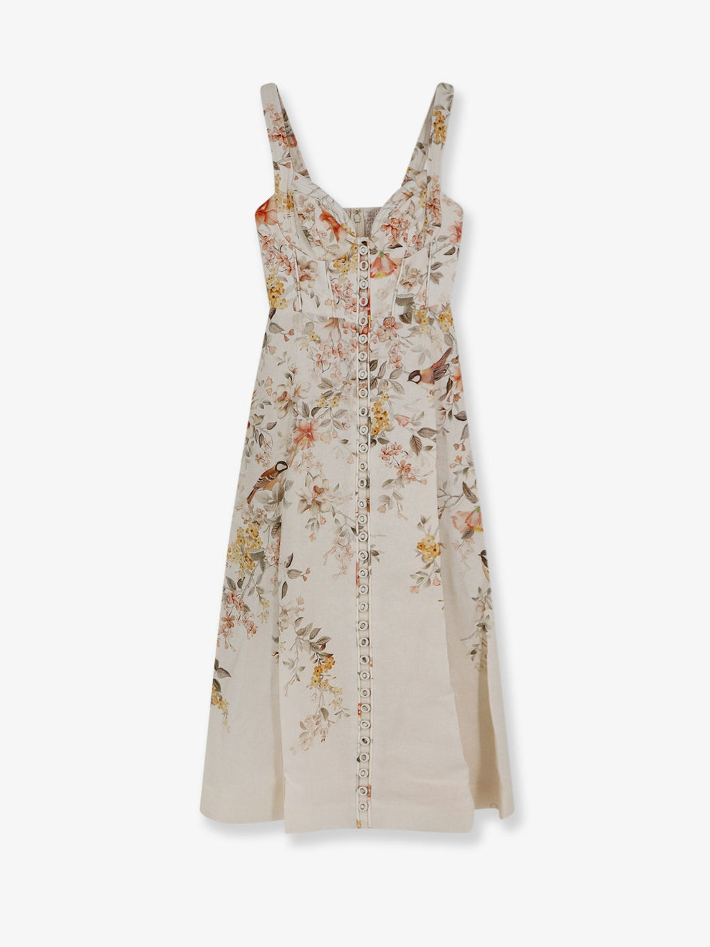 Zimmermann Women Luna Linen Midi Dress With All-Over Floral Print