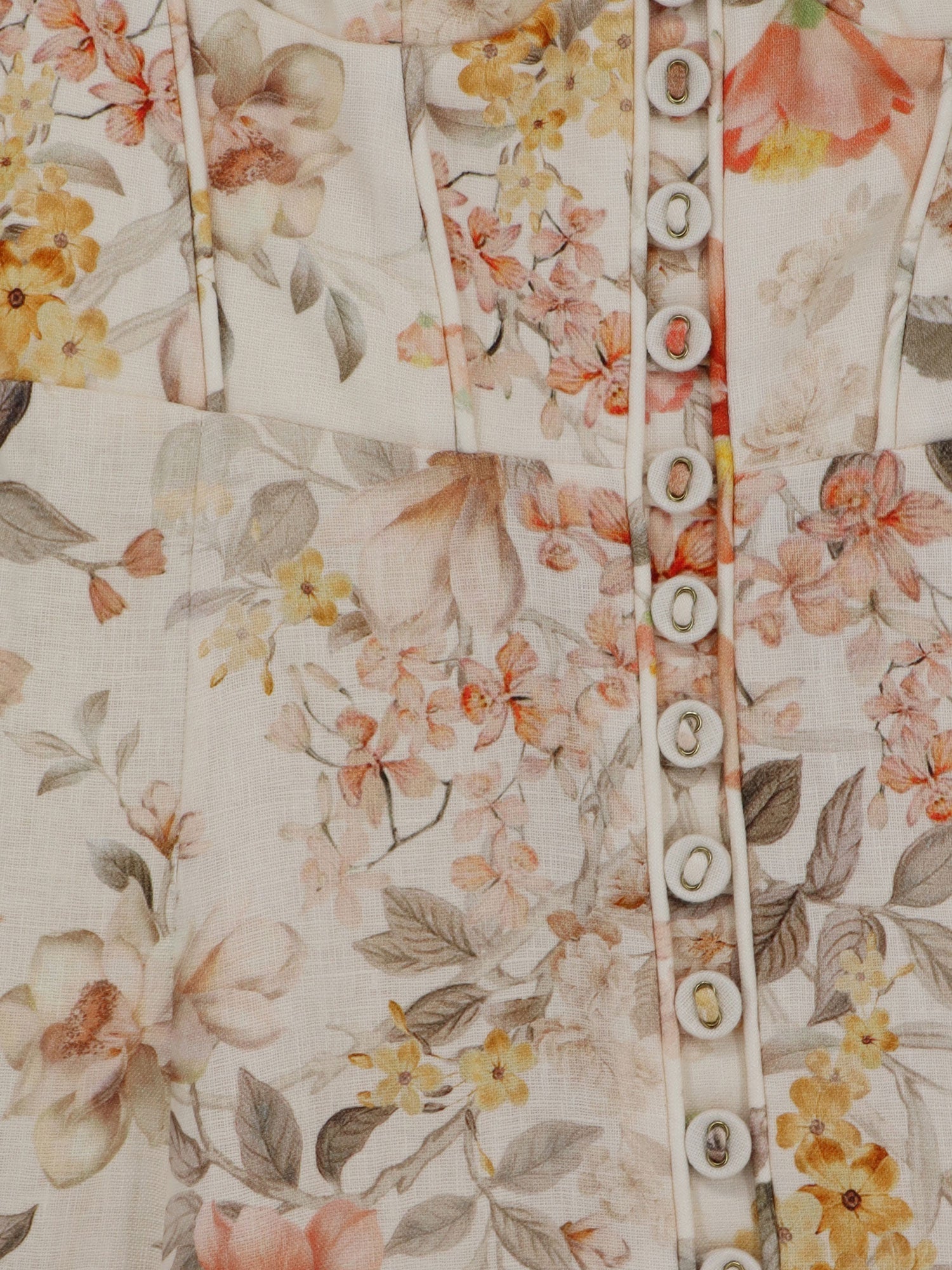 Zimmermann Women Luna Linen Midi Dress With All-Over Floral Print