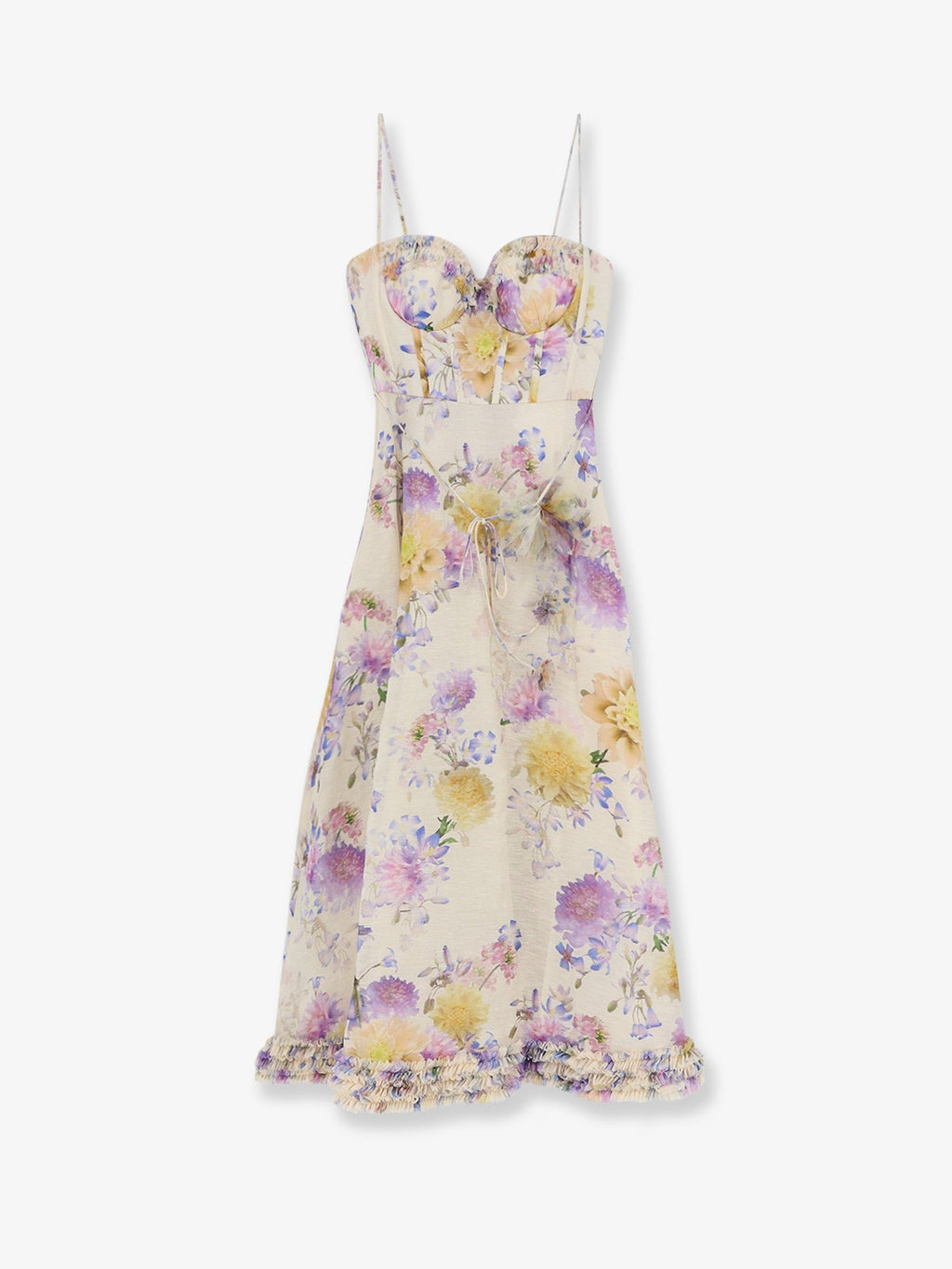 Zimmermann Women Luna Silk And Linen Blend Midi Dress