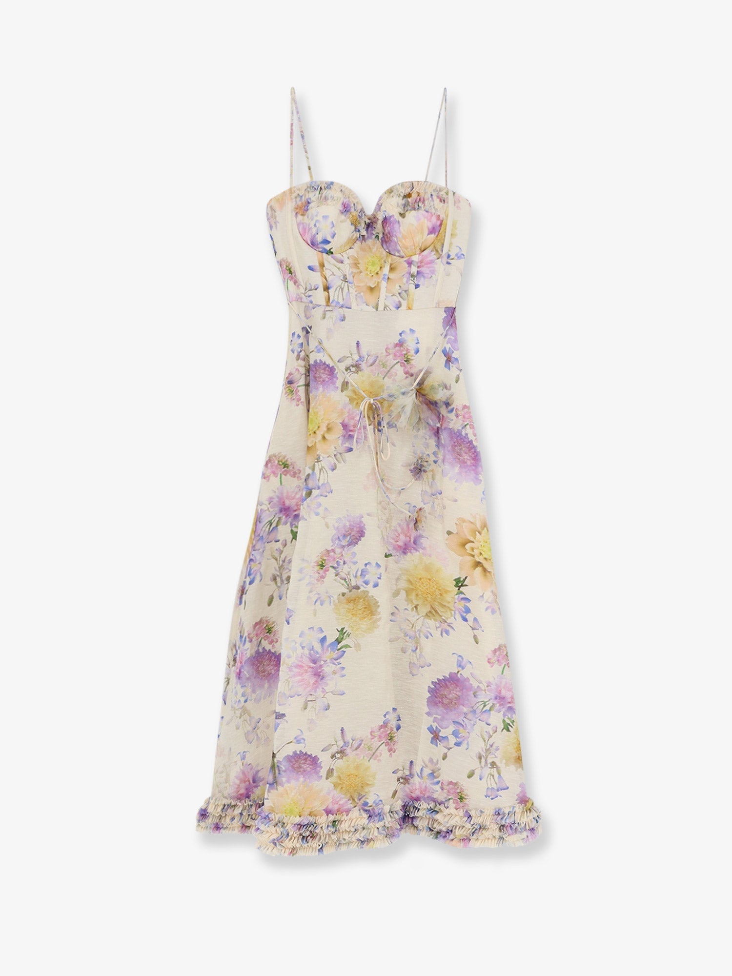 Zimmermann Women Luna Silk And Linen Blend Midi Dress