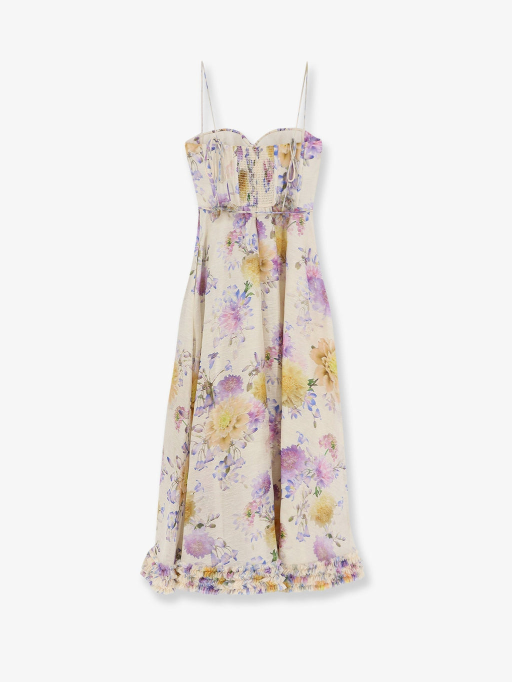 Zimmermann Women Luna Silk And Linen Blend Midi Dress