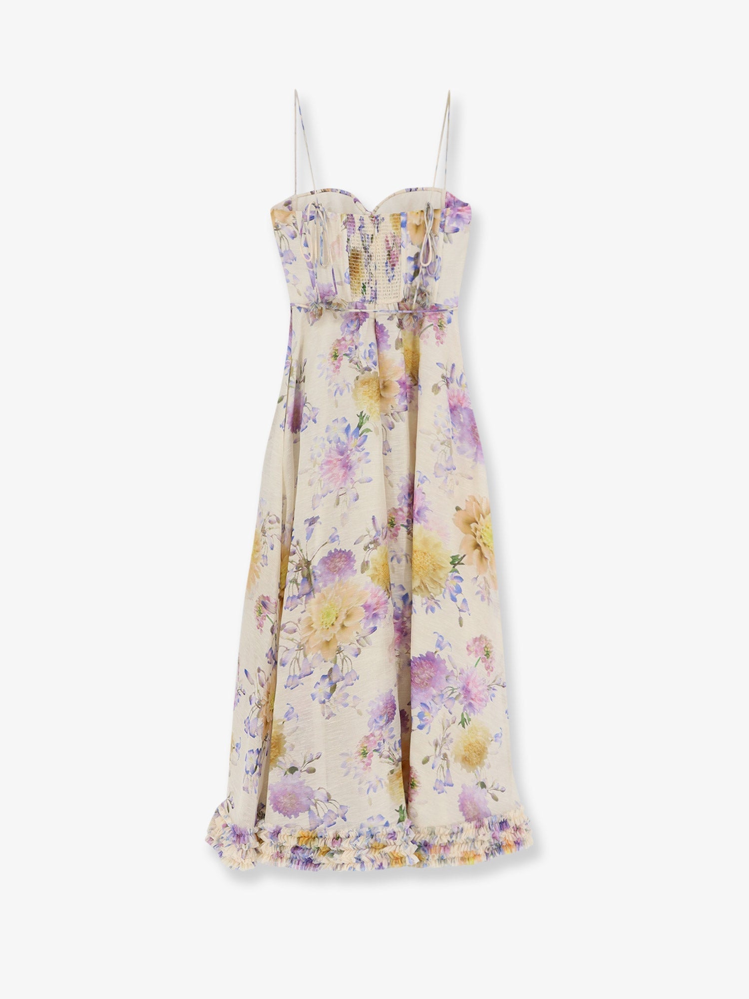 Zimmermann Women Luna Silk And Linen Blend Midi Dress