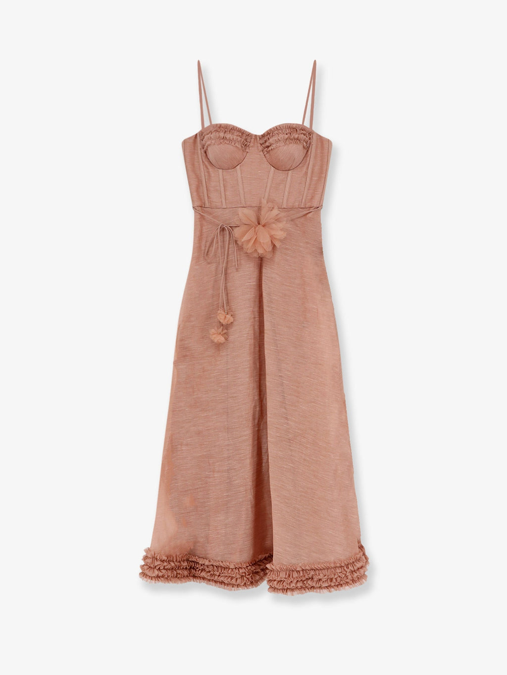 Zimmermann Women Luna Silk And Linen Blend Midi Dress