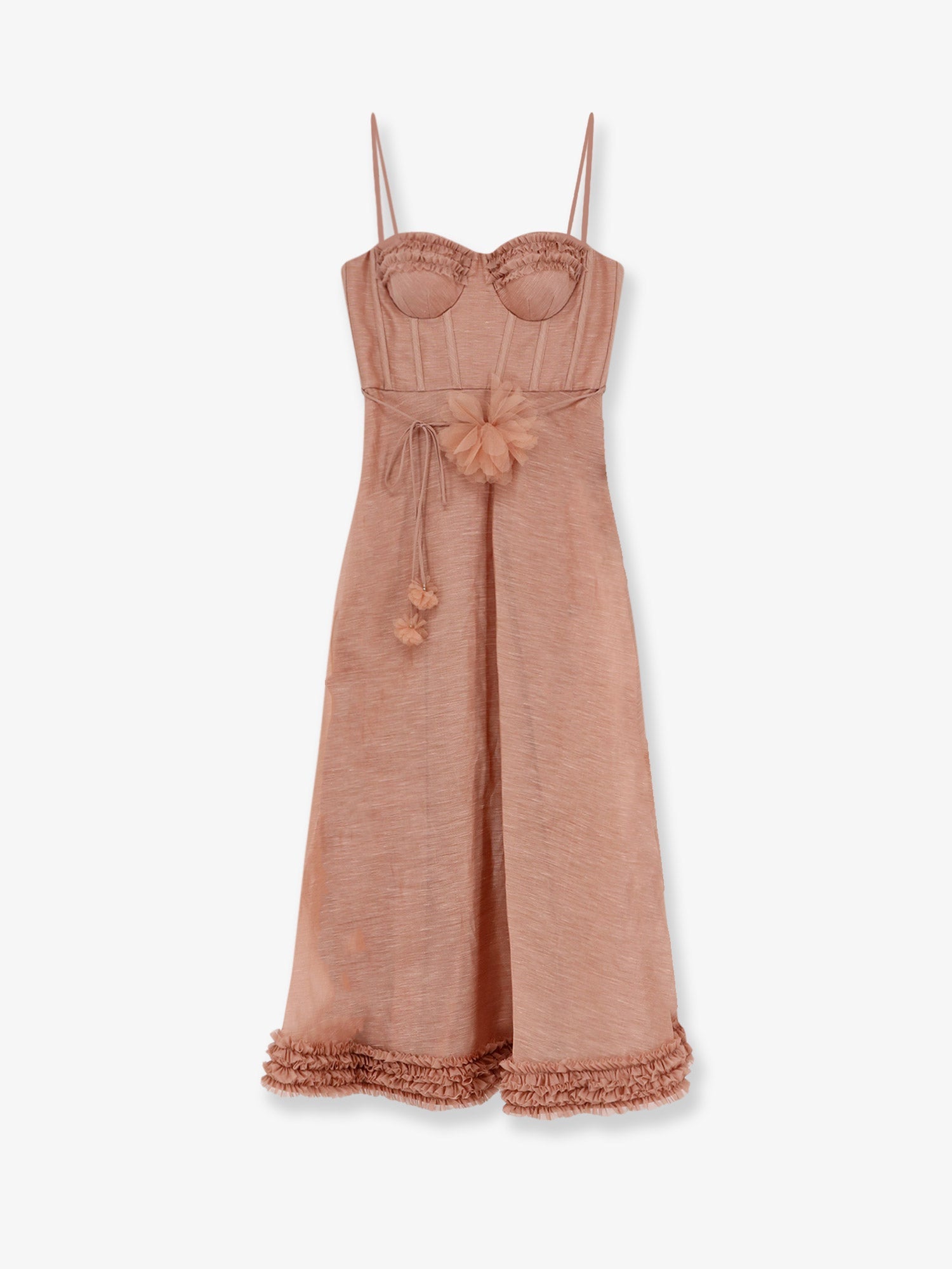 Zimmermann Women Luna Silk And Linen Blend Midi Dress