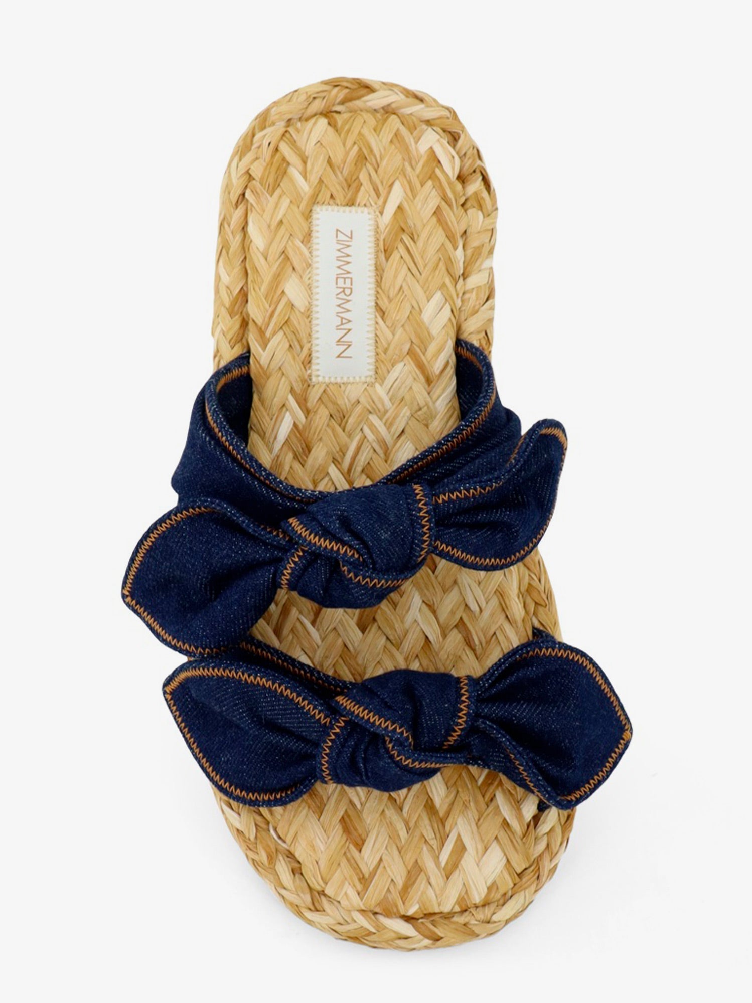 Zimmermann Women Carousel Raffia And Denim Sandals