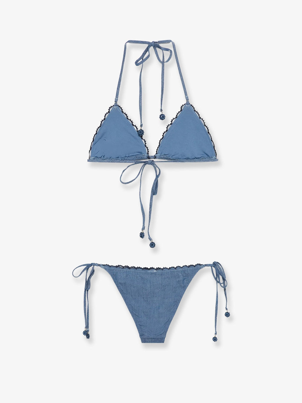 Zimmermann Women Aster Denim Bikini With All-Over Embroidery