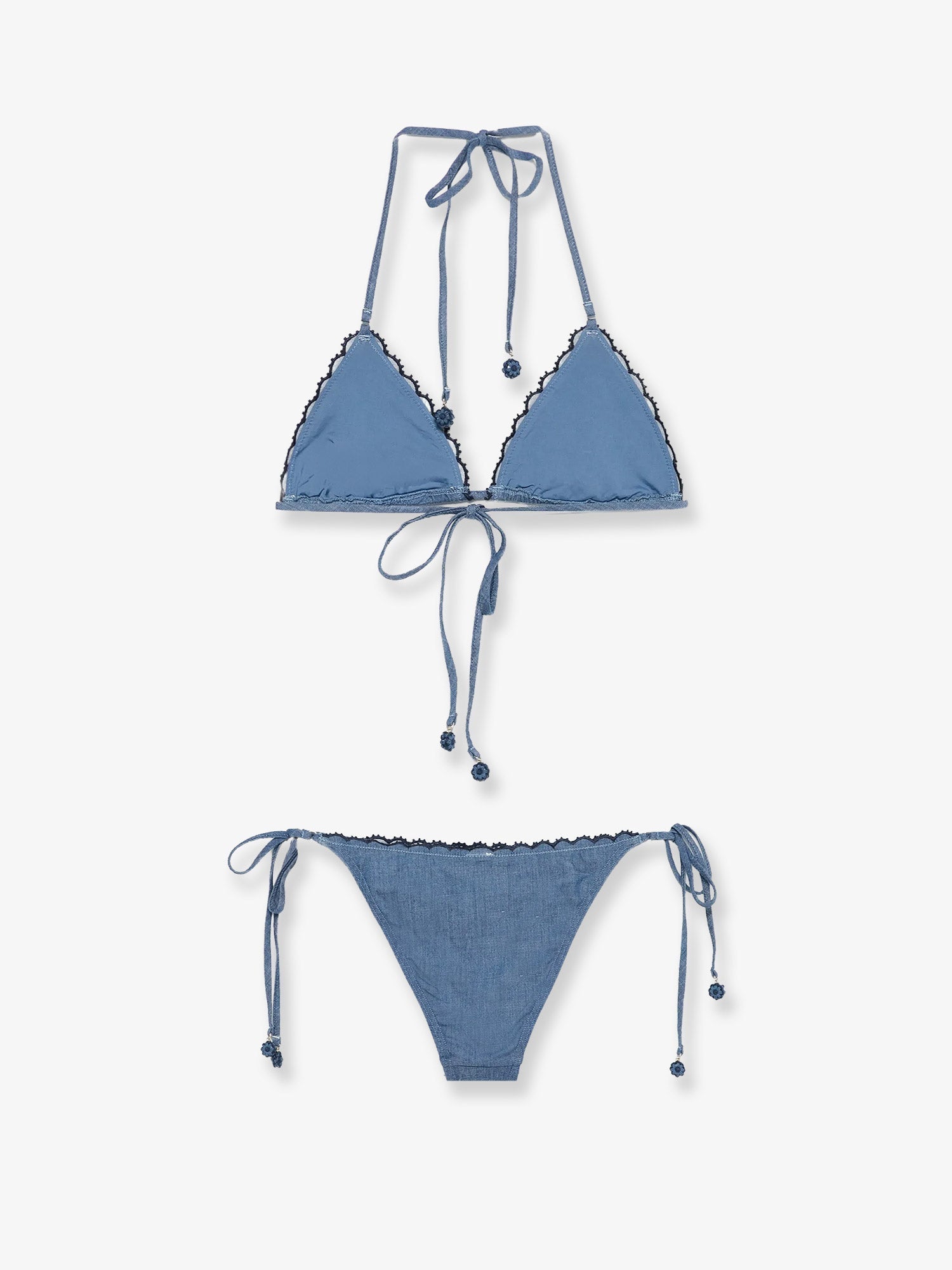 Zimmermann Women Aster Denim Bikini With All-Over Embroidery