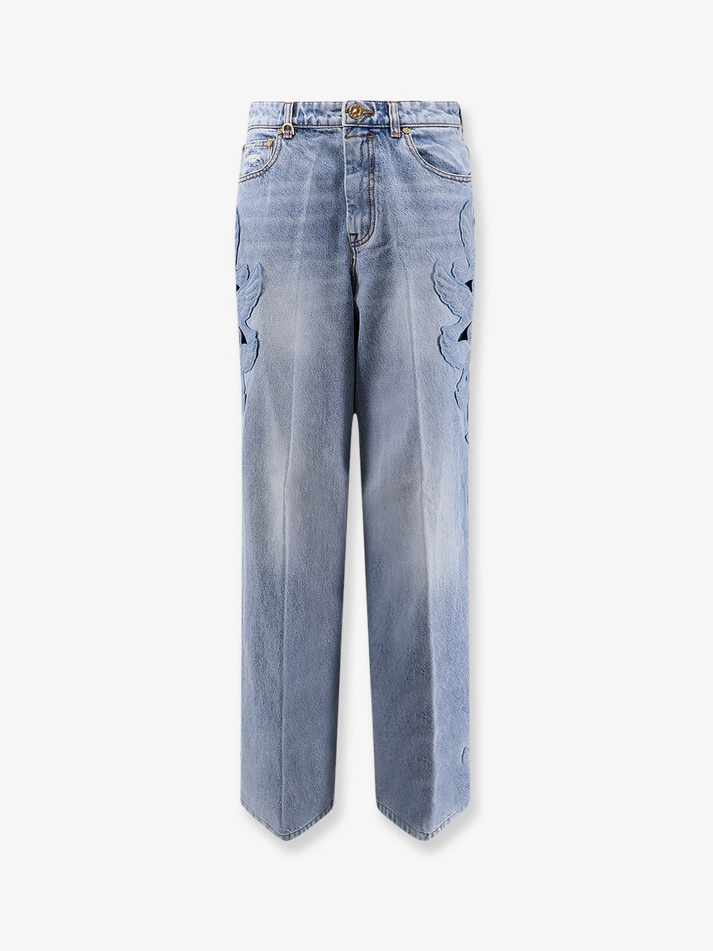 Zimmermann Women Alchemy Applique Relaxed Flare Blue Denim Jeans