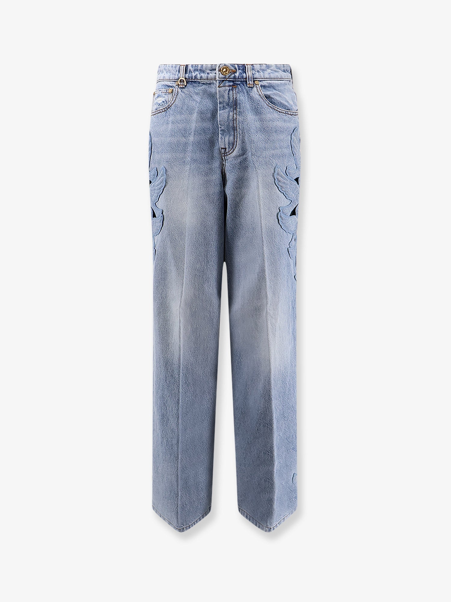 Zimmermann Women Alchemy Applique Relaxed Flare Blue Denim Jeans