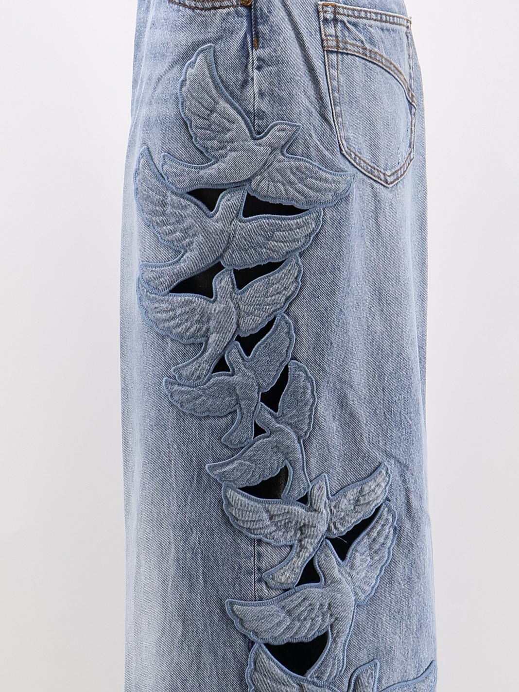 Zimmermann Women Alchemy Applique Relaxed Flare Blue Denim Jeans