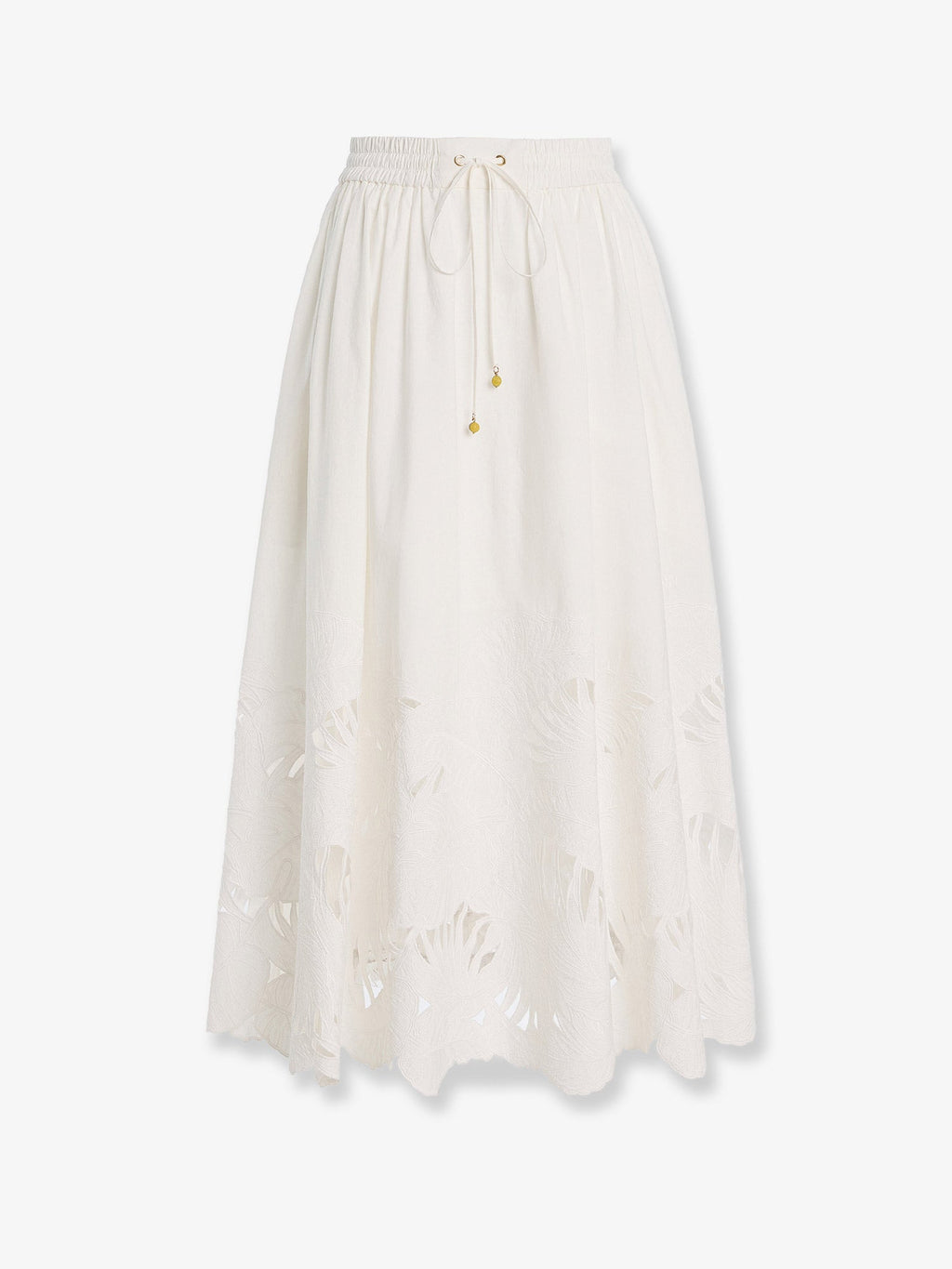 Zimmermann Women Mahon Cotton Skirt With Embroidered Detail On The Bottom
