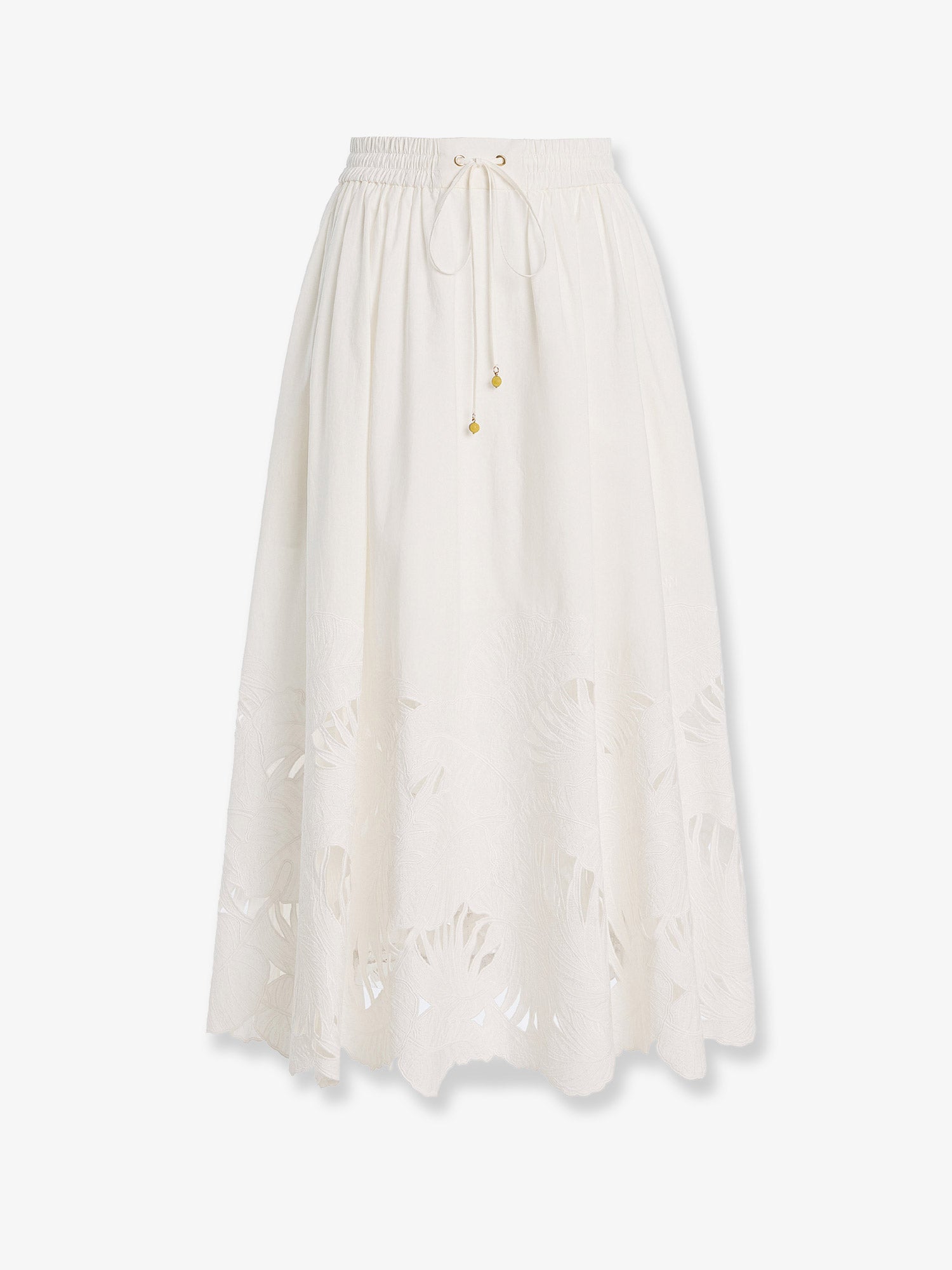 Zimmermann Women Mahon Cotton Skirt With Embroidered Detail On The Bottom