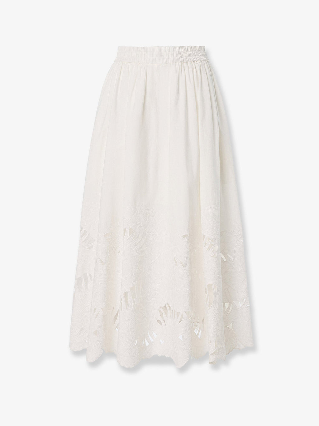 Zimmermann Women Mahon Cotton Skirt With Embroidered Detail On The Bottom