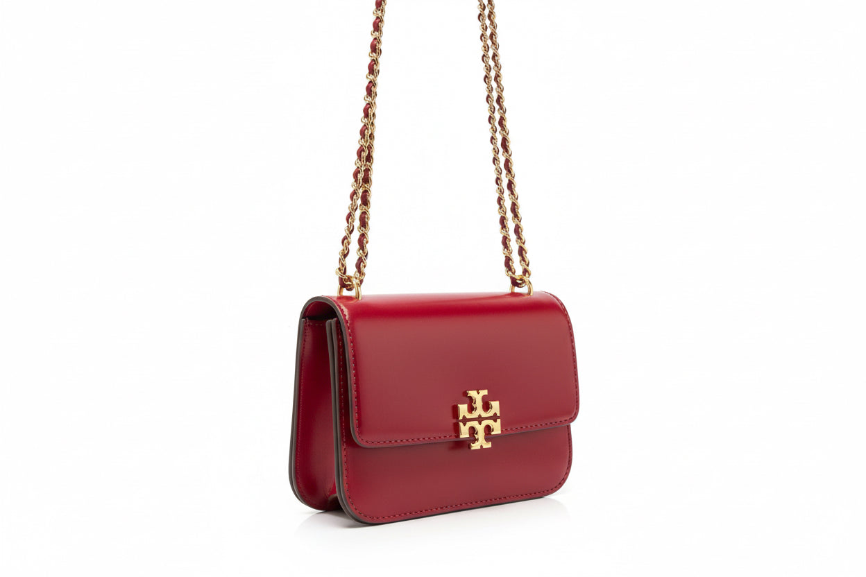 NWT Tory Burch Britten Smooth Small Adjustable Leather Shoulder/ Crossbody Bag In Red