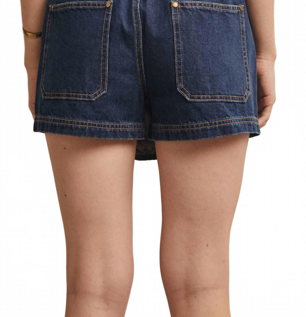 Braided Trim Denim Wrap Skort In Dusk Haze