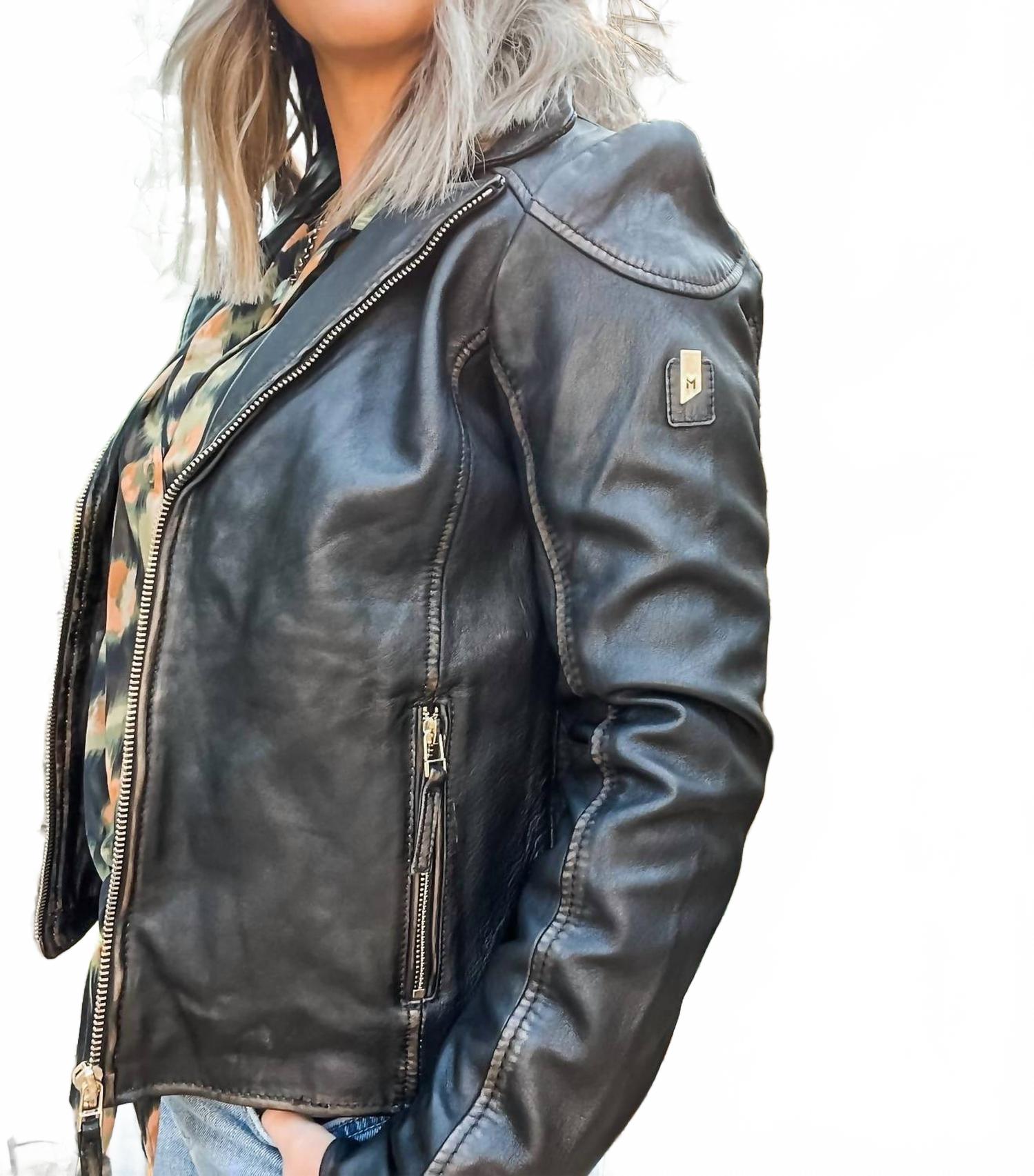 Olivia Leather Jacket - Plus In Vintage Black