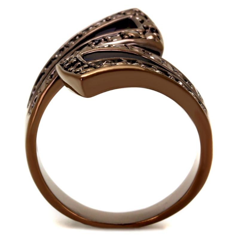 IP Coffee light Brass Ring with AAA Grade CZ in Light Coffee