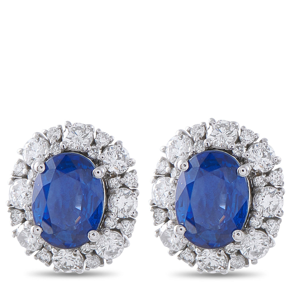 LB Exclusive Platinum 1.02ct Diamond and Sapphire Earrings MF35-041426