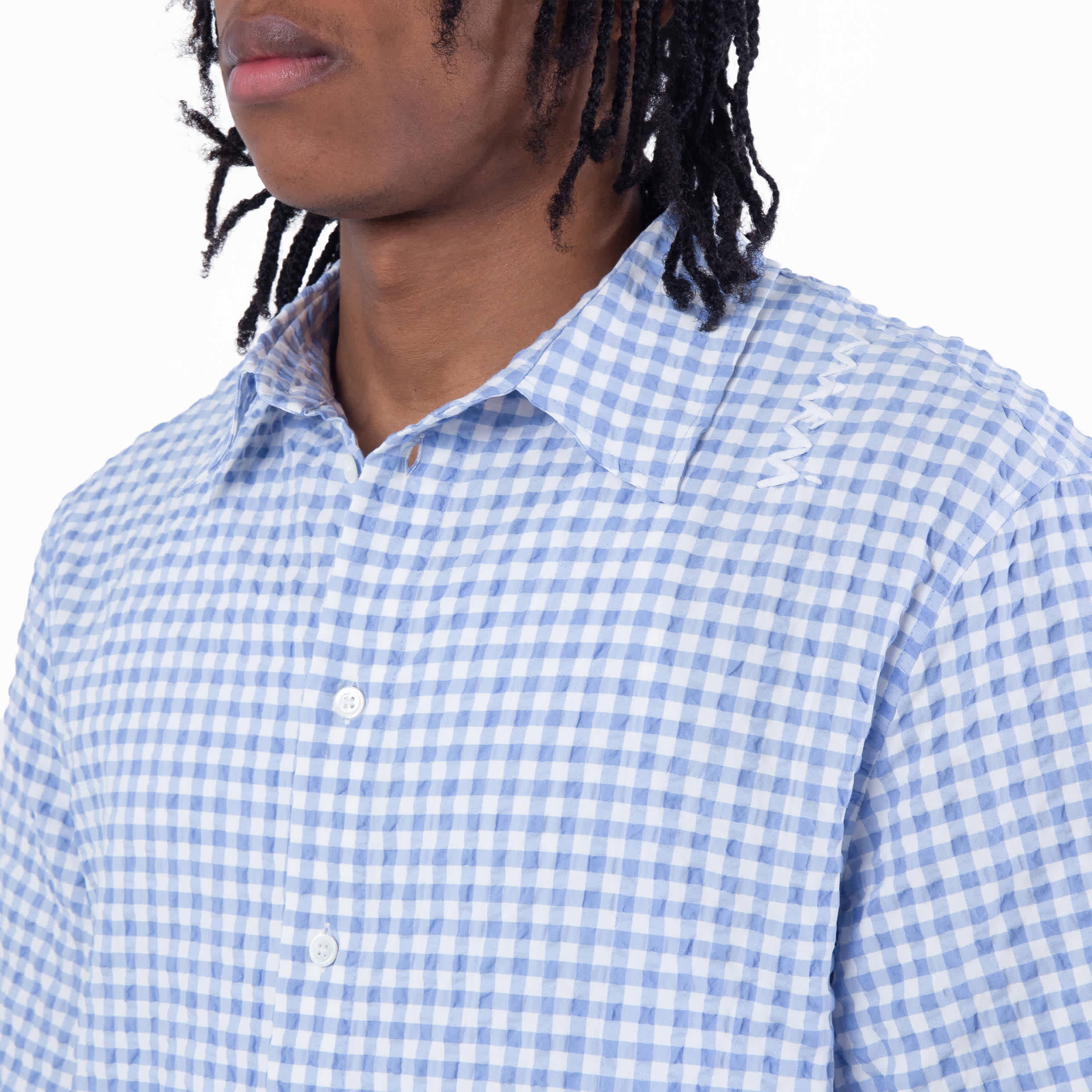 Marni Seersucker Short-Sleeved Checked Shirt