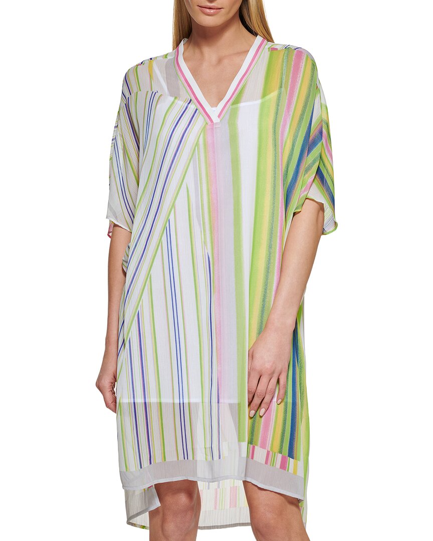 DKNY Printed V-Neck Dress