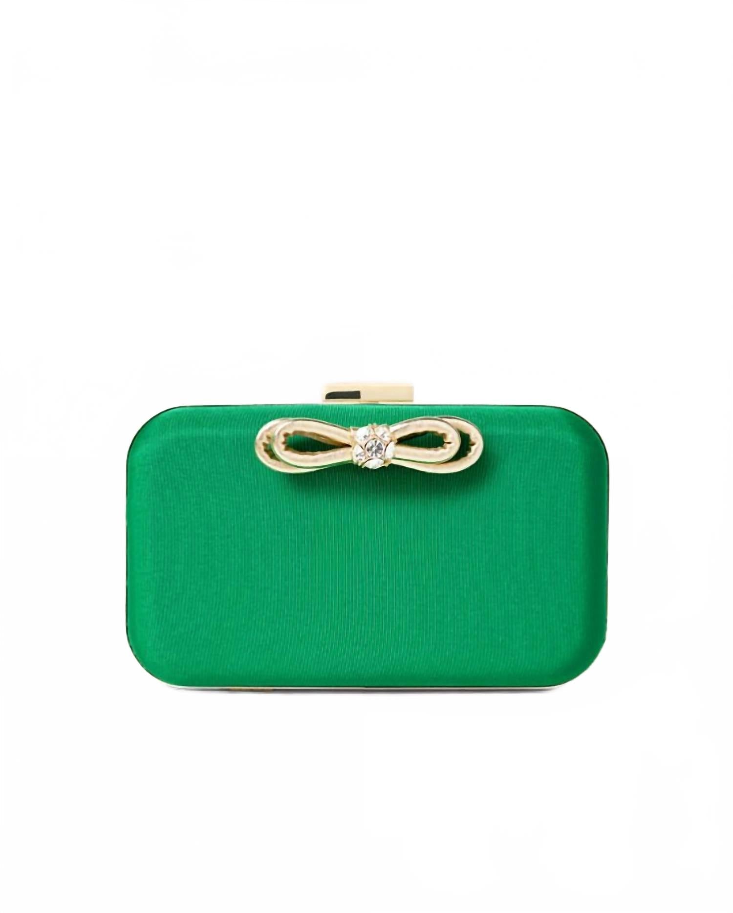 Jessy Bow Hard Clutch In Bamboo Green
