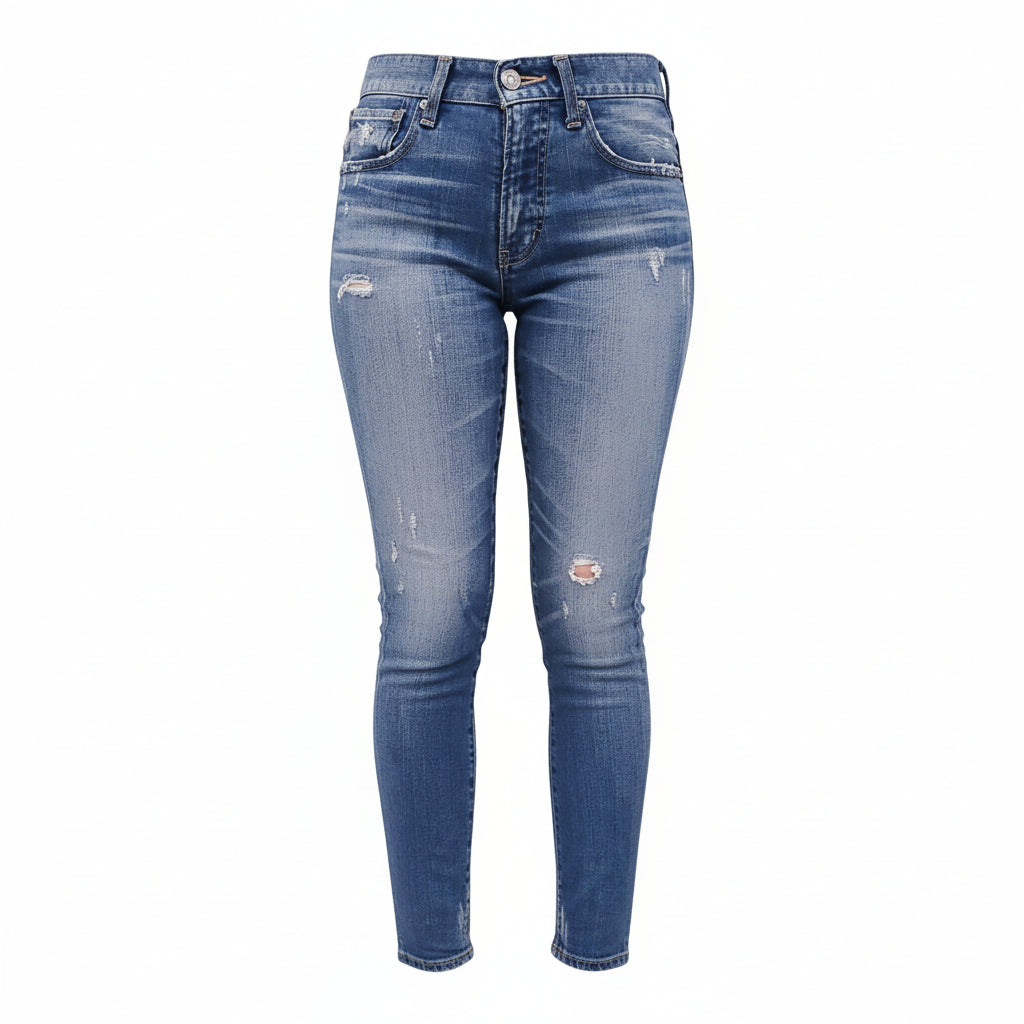 MOUSSY MIDRISE DISTRESSED SKINNY ANKLE JEANS - SIZE 26