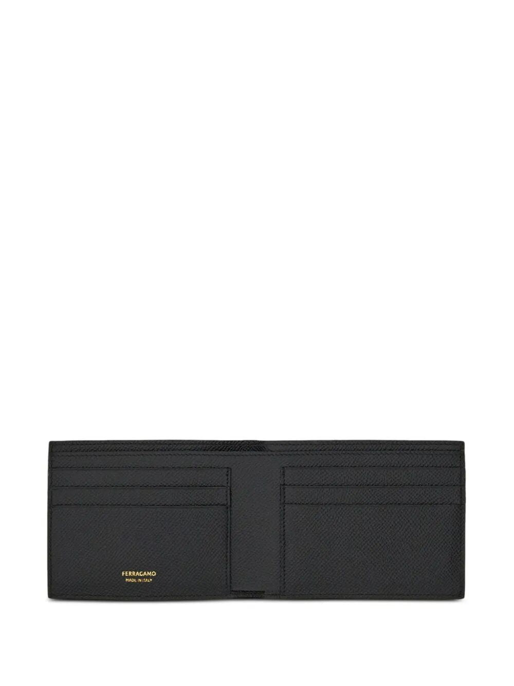 Ferragamo Men Micro Gancio Grained Leather Bi-Fold Wallet