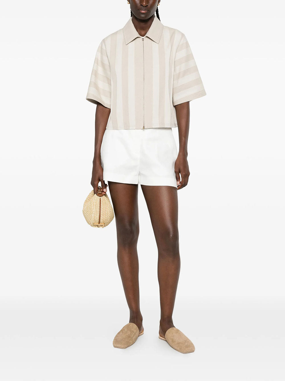 Fendi Women Pequin Drill Cropped Jacket