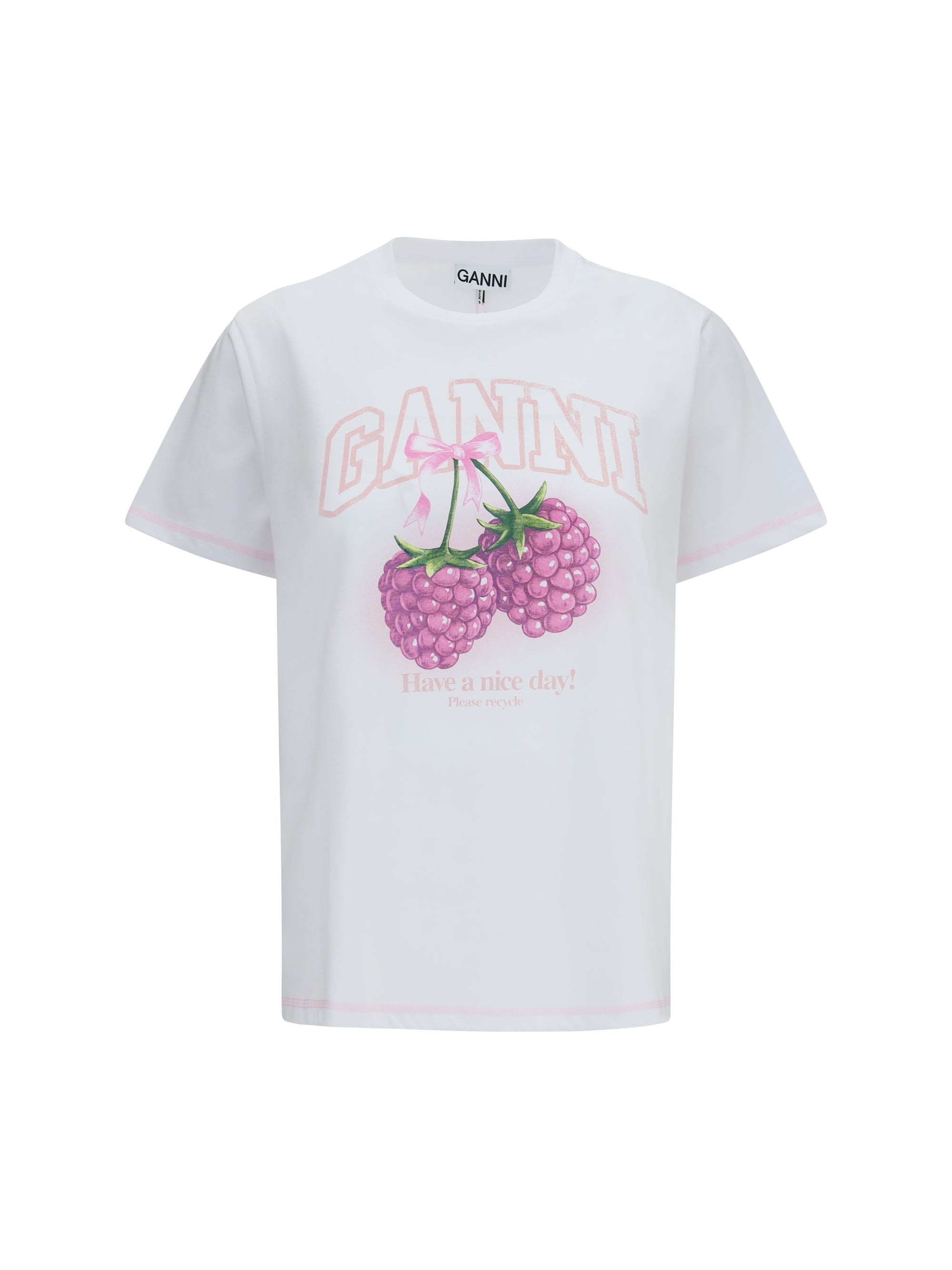 Ganni Women Cotton Raspberry T-Shirt