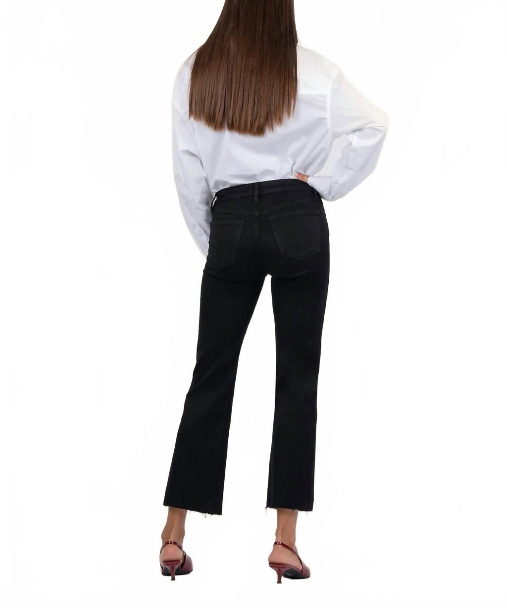 Kelsey Mid Rise Flared Leg Jeans In Black