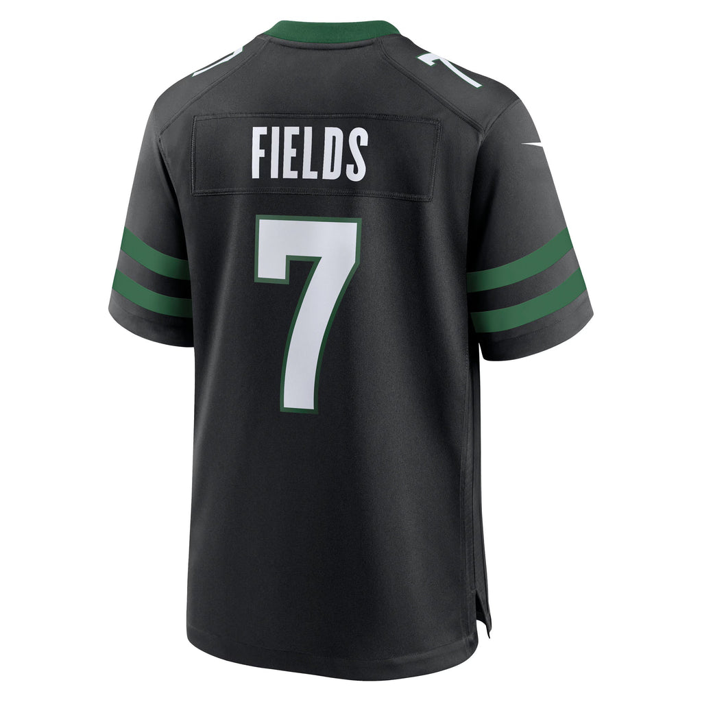 New York Jets Justin Fields Stealth Black Game Jersey