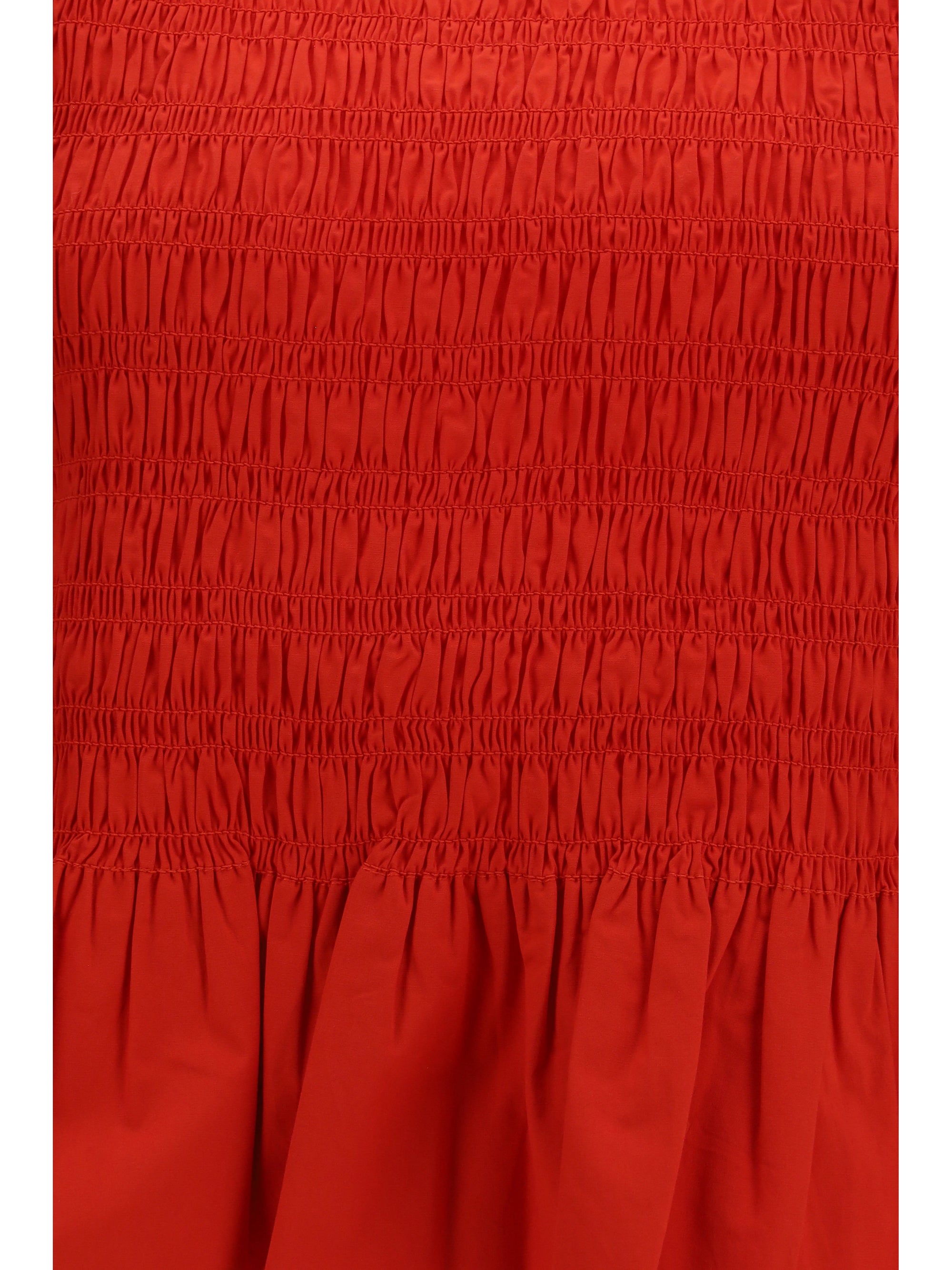 Ganni Women Ruched Cotton Top With Side Bows