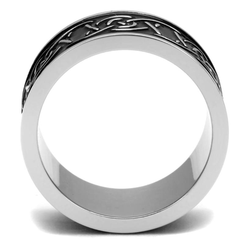 High polished (no plating) Stainless Steel Ring with Epoxy in Jet