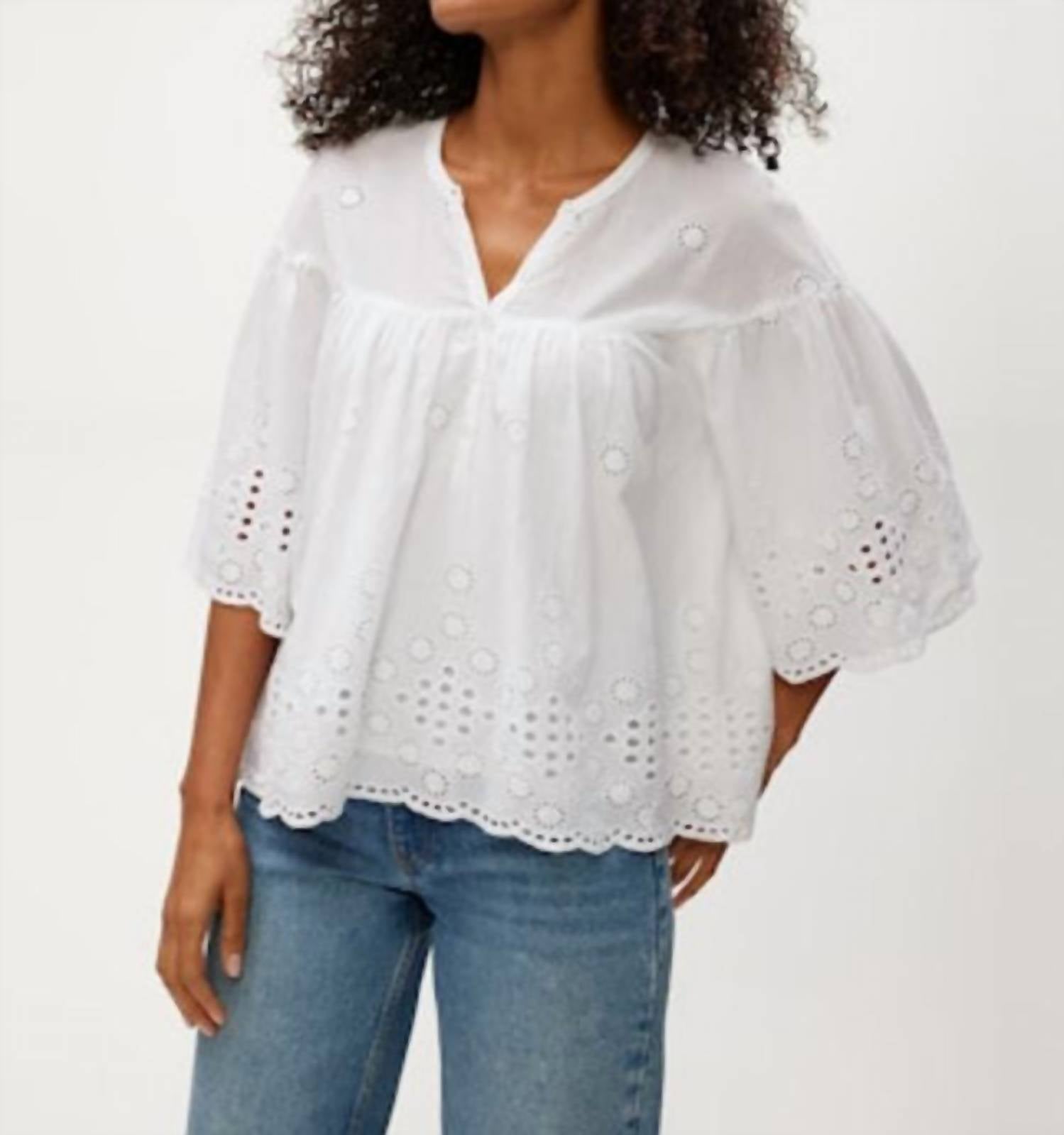 Gloria Flutter Top In White
