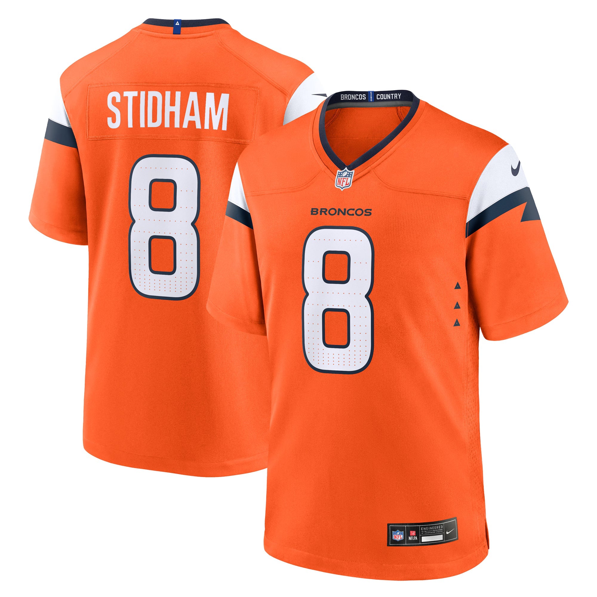 Denver Broncos Jarrett Stidham Orange Team Game Jersey